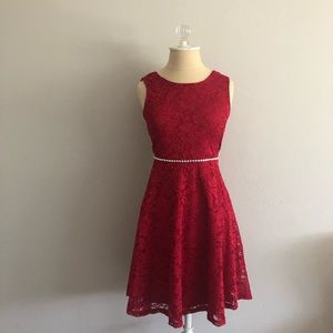 Speechless kids sleeveless red lace dress